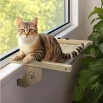 Navaris Cat Hammock Bed - Window Perch Made of Wood and Canvas - Hang on Windows Beds and Other Furniture - Suitable for Larger Cats - Max Weight 14kg (31lb)