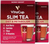 VitaCup Slim Instant Tea Packets for Diet Support, Oolong Tea w/B Vitamins, Garcinia, Inulin & Acai, On-The-go Instant Sticks, 48 Ct