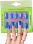 PaintLab Press-On Nails Manicure Kit, Blue Boom Oval, 24-Piece Set, Long-Lasting Fake Nails with Glue, File, Prep Pad & Cuticle Stick