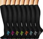 Graduated Copper Compression Socks for Men & Women Circulation 8 Pairs 15-20mmHg - Best for Running Athletic Cycling