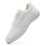 PPXID Girls' Lace-up Cheer Shoes Cheerleading Dance Shoes Women's Sport Training Shoes Loop Mesh White New 5.5 UK