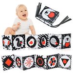 Vicloon Baby Bath Cloth Book, Baby Soft Books, Black and White High Contrast Foldable Soft Fabric Quiet Book, Touch and Feel Crinkle Cloth Books for Babies Infants Toddlers First Book