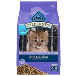 Blue Buffalo Wilderness Natural Kitten Dry Cat Food, with DHA and ARA to Support Brain and Eye Development, High-Protein and Grain-Free Diet, Chicken, 2-lb. Bag