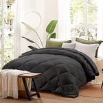 Machine Washable Comforter Double bed King Size Microfiber 400 gsm Diamond Stitch Heavy Winter Comforter (92" x 106" Inches/233cm x 269cm) Blanket Quilt Rajai - King Comforters | Dark grey