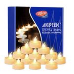 AGPtEK 100pcs Flickering LED Flameless Tealight Candles Battery-Operated Tealights for Wedding Holiday Party Home Decoration (Warm White)