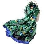 LumiSyne Women's Silk Scarves Animal Print Scarf Leopard Peacock Horse Long Shawl Warm Wrap Sunscreen Shawl All Season