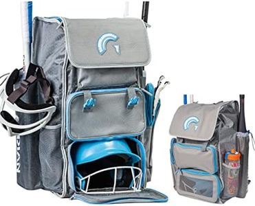 Guardian Baseball - Diamond Series Baseball/Softball Bat Bag - Boys Travel Baseball Bag - Softball Equipment Bag for Girls (Grey/Carolina Blue)