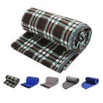 REDCAMP Fleece Sleeping Bag Liner Thicker for Adult Warm or Cold Weather, 73" Long Full Sized Zipper Camping Blanket for Outdoor Indoor Used with Sack, Brown