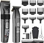 Hatteker Professional Hair Clippers and T-Blade Trimmer Kit for Men Cordless Beard Barber Clipper Hair Cutting Kit Haircut Grooming Kit IPX7 Waterproof