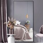 MirrorOutlet The Artus - Black Modern Aluminium Edged Wall Leaner Mirror 68" X 33" (174CM X 85CM) Silver Mirror Glass.…