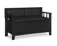 Linon Carlton Padded Bench, 44.5" W x 17" D x 30" H, Black