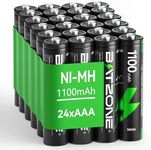 BATZONE 24 Pack Rechargeable AAA Batteries,1100mAh High Capacity Ni-MH AAA Battery with Long-Lasting Power,1.2V Triple A Batteries Low Self Discharge…