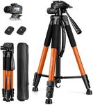 Camera Tripod, 67" Heavy Duty Tripod for Camera, Tripod Stand for Video Recording Photo Vlogging，Aluminum Phone Tripod with Remote & Travel Bag for DSLR Camera Phone Projectors Lasers