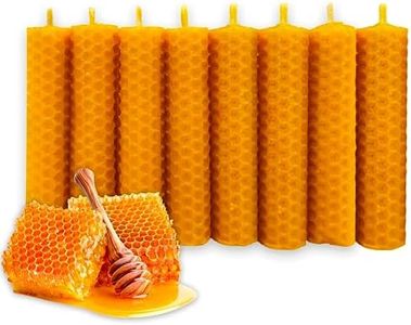 Lamare - Vela de miel de abeja natural 100% cera de abeja pura (paquete de 8 básicos, longitud 10 cm, diámetro 2 cm), sin parafina, 100% hecha a mano y natural