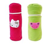 Anush Marino Soft Plush Baby Feeding Bottle Cover (Dark Pink::Green, 120-250ML)