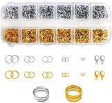 SourceTon Jump Rings for Jewelry Making Supplies and Necklace Repair with Lobster Clasps with 2pcs Jump Ring Open/Close Tool (1140Pcs, Silver and Gold)