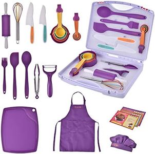 TERECHE Kids Cooking Sets, Real 43 Piece Baking Set with Organizer Carrying Case, Kids Cooking Utensils - Kids Baking Set Gift for Girls & Boys - Real Accessories & Utensils for The Curious Child