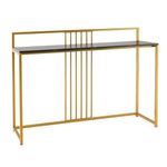 COSTWAY 120cm Console Table, Modern Faux Marble Slim Entryway Table Sofa Side Tables, Golden Metal Frame Narrow Behind Couch Accent Table for Hallway, Foyer and Living Room (Black+Gold)