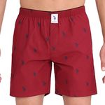 U.S. POLO ASSN. Men Signature Logo Pure Cotton I021 Relaxed Boxers - Pack Of 1 (Maroon, L)