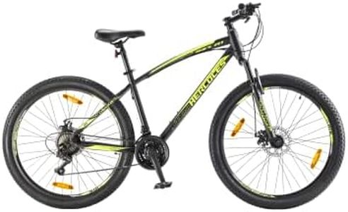 Hercules TOP GEAR-S27 R1 Mountain Cycle with Shimano Gears| Speed Bike with Front Suspension, Disc Brake Bicycle for Men Mountain Bike | Ideal for 15+ Years, Unisex, Frame : 17 inch | Matte Black