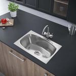 Johnson Ruby SS204 Stainless Steel Kitchen Sink with Waste Coupling| Durable| Easy-Clean Design for Modern Kitchens | 24"x 18"x 9" | 1 Year Warranty