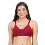 Liigne Non Padded Non-Wired Plunge Neckline Pattern Bra - Made of Pure Cotton Full Coverage Over Size Non Wired Pushup Soft Cup for T-Shirt Saree Dress Sports Garment for Daily Use Everyday Maroon