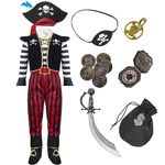 Halloween Child Boy Pirate fierce captain costume w/accessories for dress up (Small (5-7yr))