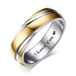 Epinki Matching Wedding Rings His and Hers, 6MM Stainless Steel Polished Finish Women's Men's Ring Wedding Ring Size T 1/2