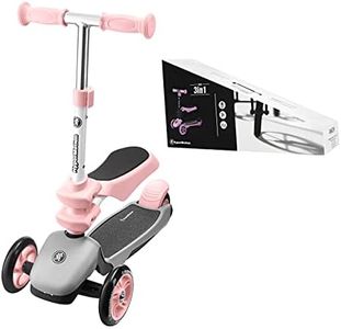 HyperMotion Draisienne Trottinette Enfant 3 en 1 (Charge Max 50 Kg) | Tricycle Bébé Évolutif de + 1 an | Repose-Pieds, Siège Charge Max 20KG, Plateforme Antidérapante Guidon Réglable - Rose