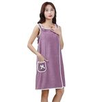 CLUZE Women Wearable Bath Towel Soft Cozy Spa Wraps with Snap Closure Off Shoulder Bathrobe Dress - Mauve