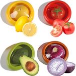 HOMBERKING Silicone Fruit Storage Containers, 4-Pack Reusable Savers for Onion, Avocado, Lemon, Garlic, Tomato, and Pepper