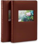 Old Town 2-Pack Bonded Leather Photo Albums, Photo Album 5x7 & 4x6 Slots, Brown