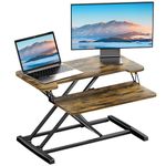 PUTORSEN Standing Desk Converter with Height Adjustable 32 inch Stand Up Desk, Ergonomic Sit Stand Dual Monitor and Laptop Riser Tabletop Workstation Rustic