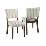 Homepop Home Decor | Upholstered Dining Chairs | Dining Chairs Set of 2 with Nailhead Trim | Decorative Home Furniture, Black and White Stripes