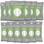 Bamboo Air Purifying Bags, 12 Pack, Activated Charcoal Odour Absorber, Moisture Absorber, Natural Car Air Freshener, Shoe Deodoriser, Home, Pet, Closet Odour Eliminators (Essential 12 Pack)