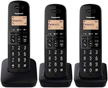 Panasonic KX-TGB613SPB Teléfono Fijo inalámbrico trío, Bloqueo de Llamadas, 18 Horas de conversación, 200 Horas en Espera, Agenda 50 contactos, Resistencia a caídas, Color Negro