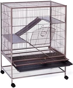 Prevue Pet Products Rat, Chinchilla, Baby Ferret Cage, Metal Home Crate for Small Animal Critters, Chew-Proof House with Caster Wheels, Earthtone Dusted Rose Hammertone Finish 31 inches x 20.5 inches x 40 inches