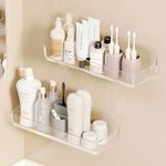 Diesisa 2pc Plastic Wall Mount Organizer, Adhesive Shelf, Bathroom Shelves for Wall, Acrylic Adhesive Organizer, No Drilling Hang Walls, Stick on Shelf, for Bathroom, Kitchen, Living Room