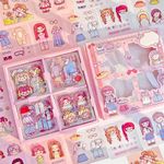 FunBlast Pvc School Girl Theme Kawaii Stickers -100 Sheets Cute Washi Stickers For Project, Japanese Style Girls Sticker Set, Stationery Item, Journals, Scrapbooking, Diy Arts And Crafts, Removable