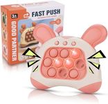 OAKTECH Fast Push Game, Bunny Ear Handheld Speed Push Bubble Game Console, Light up Pop Game Sensory Fidget Toys for Kids, Autism Sensory Toys,Birthday Easter Toy for Boys Girls Adults(Pink)