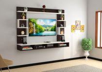 MACWUD Carlo Engineered Wood TV Entertainment Unit Set Top Box Stand | TV Cabinet for Living Room with Wall Shelf Display Rack, Wall Mounted TV Unit - Ideal for Upto Size 32 (Brown & White)