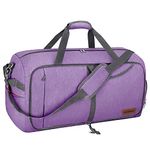 CANWAY 65L Travel Duffel Bag, Foldable Weekender Bag with Shoes Compartment for Men Women Water-Proof & Tear Resistant (Lavender Purple, 65L)