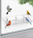 AnBaiMei Clear Window Mounted Bird Feeder Bath with Strong Suction Cups for Outside, Transparent Glass Birdfeeder Birdbath for Cats, Kids, Elderly Viewing, 1 Pack