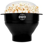 The Original Popco Silicone Microwave Popcorn Popper with Handles, Silicone Popcorn Maker, Collapsible Bowl Bpa Free and Dishwasher Safe - 15 Colors Available (Black)