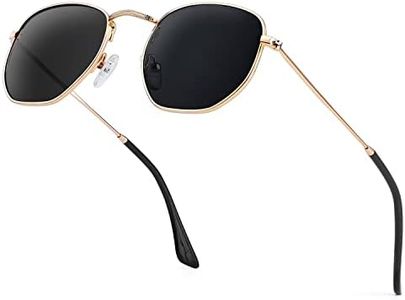 KALIYADI Hexagon Sunglasses For Women Men Polarized Square Sunglasses For Womens Sun Glasses UV Protection Metal Frame(Gold Frame Grey Lens)