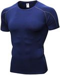 Men's Compression Shirts 1/2 Pack, Workout Tops Short Sleeve Athletic Base Layer T-Shirts Sports Gear for Gym, 1-navy