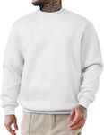 JMIERR Men's Crewneck Sweatshirt Casual Long Sleeve Sweatshirts Loose fit Football Pullover Solid Color Basic Outdoor Sweaters White Medium