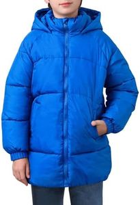 uideazone Boys Winter Coat Lightweight Hooded Puffer Jacket Water-Resistant Warm Snow Outerwear, Blue, 11-12Y