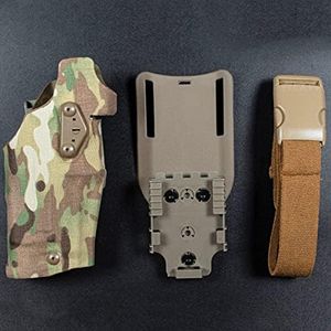 WLXW Fondina Tattica Airsoft Fondina Softair per Destrorsi per Glock 17/19 Compatibile con Fondina per Luci X300 QLS Adattatore per Montaggio Rapido Leg Shroud Drop,CP