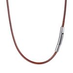 PROSTEEL Leather Necklace Cord with Clasp 2mm 22 inch Men Rope Chains for Pendant Collar Brown
